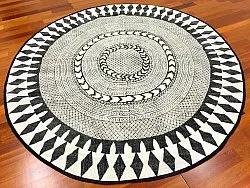 Runda mattor - Marrakech (rund) (svart/vit/grå)