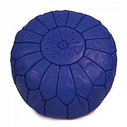 Ülőpuff - Marokkói bőrpuff (kék)