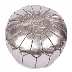 Ülőpuff - Marokkói bőrpuff (ezüst)