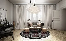 Kerek szőnyeg - Milos (fekete/piros)