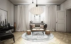 Kerek szőnyeg - Lefkada (fehér/többszínű)