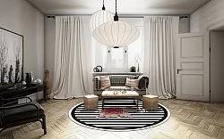 Kerek szőnyeg - Develi (fekete/fehér)