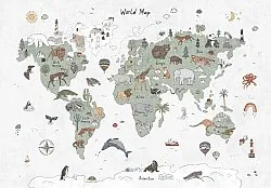 Gyermek szőnyeg - Kids World Map (zöld)