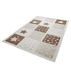 Gyerekszőnyeg - Star Grid (krém/barna)