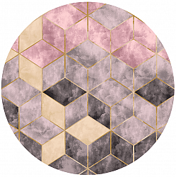 Kerek szőnyeg - Brendola (rózsaszín/szürke/arany)