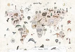 Gyermek szőnyeg - Kids World Map (bezs)