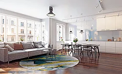 Kerek szőnyeg - Alvaro (kék/fehér/arany)