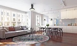 Kerek szőnyeg - Bouhjar (kék/rózsaszín/többszínű)