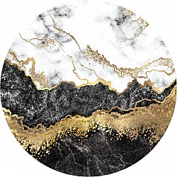 Kerek szőnyeg - Padova (fekete/fehér/arany)