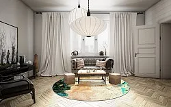 Kerek szőnyeg - Tempes (bezs/többszínű)