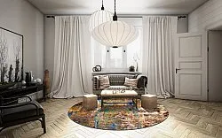 Kerek szőnyeg - Trepito (barna/kék/többszínű)