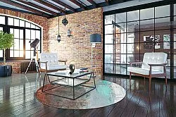 Kerek szőnyeg - Andali (szürke/piros/többszínű)