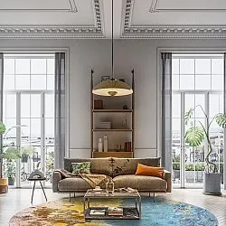 Kerek szőnyeg - Manlieu (kék/többszínű/arany)