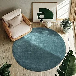 Rund matta - Recycled PET with viscose look (acélkék)