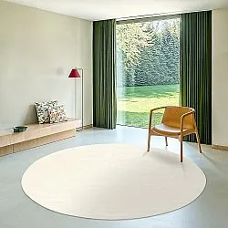 Rund matta - Recycled PET with viscose look (offwhite)