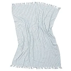 Takarók - Rumi stripe cotton throw (világoskék/sötétkék/krémszínű)