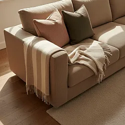 Takarók - Gyapjúkeverék pléd - Beatriz Stripe (bézs/fehér)