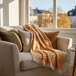 Takarók - Gyapjúkeverék pléd - Melody (bézs/narancs)