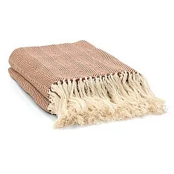 Takarók - Pamutpléd - Denisa Fishbone (barna/fehér)