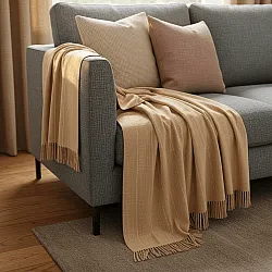 Takarók - Pamutpléd - Martina Stripe (bézs/fehér)