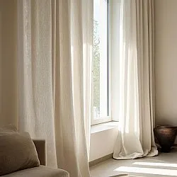 Függönyök - Lenutánzatú függöny Andrada (bézs)