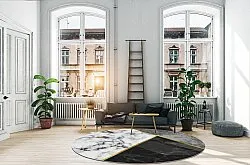 Kerek szőnyeg - Savino (fekete/fehér/szürke)