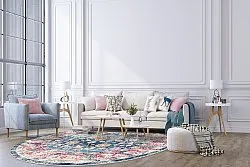 Kerek szőnyeg - Bouhjar (kék/rózsaszín/többszínű)