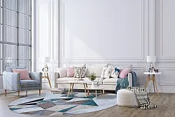 Kerek szőnyeg - Feres (szürke/bezs/többszínű)