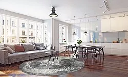 Kerek szőnyeg - Santi (sötétszürke/fehér)