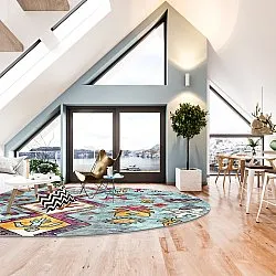 Kerek szőnyeg - Misare (kék/többszínű)