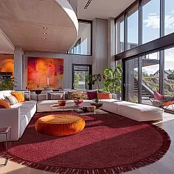 Kerek szőnyeg - Alba Natural Cotton Shaggy (borvörös)