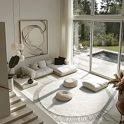 Kerek szőnyeg - Alba Natural Cotton Shaggy (fehér)