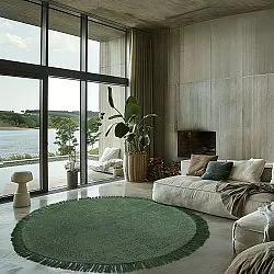 Kerek szőnyeg - Alba Natural Cotton Shaggy (zöld)