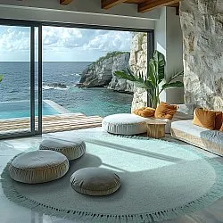 Kerek szőnyeg - Alba Natural Cotton Shaggy (türkiz)