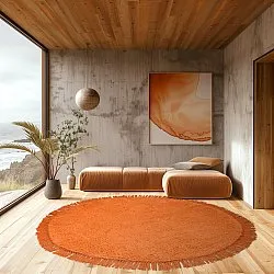 Kerek szőnyeg - Alba Natural Cotton Shaggy (narancssárga)