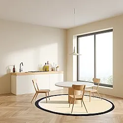 Kerek szizál szőnyeg - Agave (fekete/fehér)