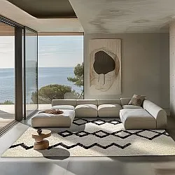 Shaggy szőnyeg - Chablis Natural Cotton Shaggy (offwhite/fekete)