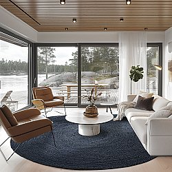 Kerek jutaszőnyeg - Amasia (sötétkék)