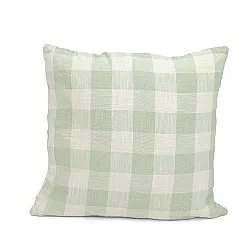 Párnahuzat - Isela check cotton cushion cover (krém/világoszöld)