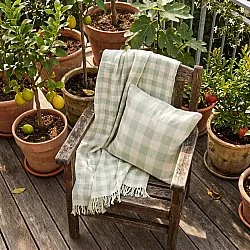 Párnahuzat - Isela check cotton cushion cover (krém/világoszöld)