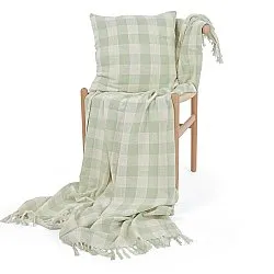 Párnahuzat - Isela check cotton cushion cover (krém/világoszöld)