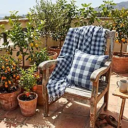 Párnahuzat - Isela check cotton cushion cover (sötétkék/világoskék)