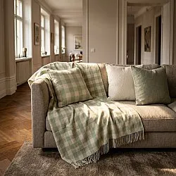 Takarók - Isela check cotton throw (krém/világoszöld)