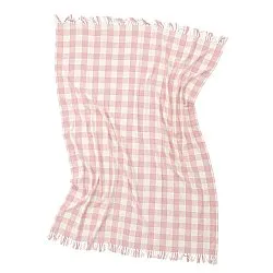 Takarók - Isela check cotton throw (krém/rózsaszín)