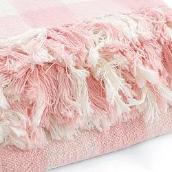 Takarók - Isela check cotton throw (krém/rózsaszín)