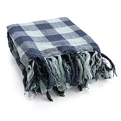 Takarók - Isela check cotton throw (sötétkék/világoskék)