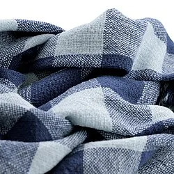 Takarók - Isela check cotton throw (sötétkék/világoskék)