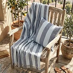 Párnahuzat - Kora stripe cotton cushion cover (sötétkék/világoskék)