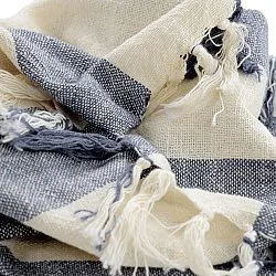 Takarók - Kora stripe cotton throw (krém/sötétkék)