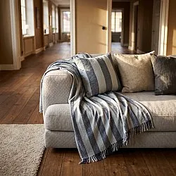 Takarók - Kora stripe cotton throw (sötétkék/világoskék)